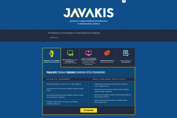 Youth information and counseling platform for the JAVAKIS project.
